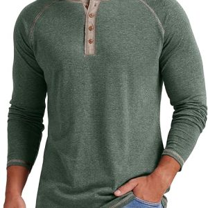 Mens Henley Long/Short Sleeve T-Shirt