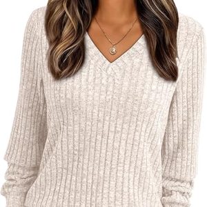 Womens V Neck Long Sleeve Shirt