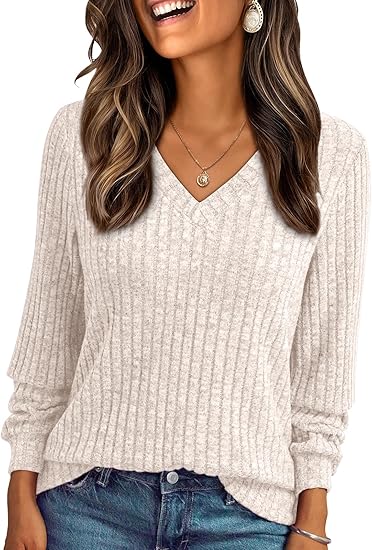 Womens V Neck Long Sleeve Shirt