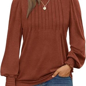 Long Sleeve Shirts Womens Pleated